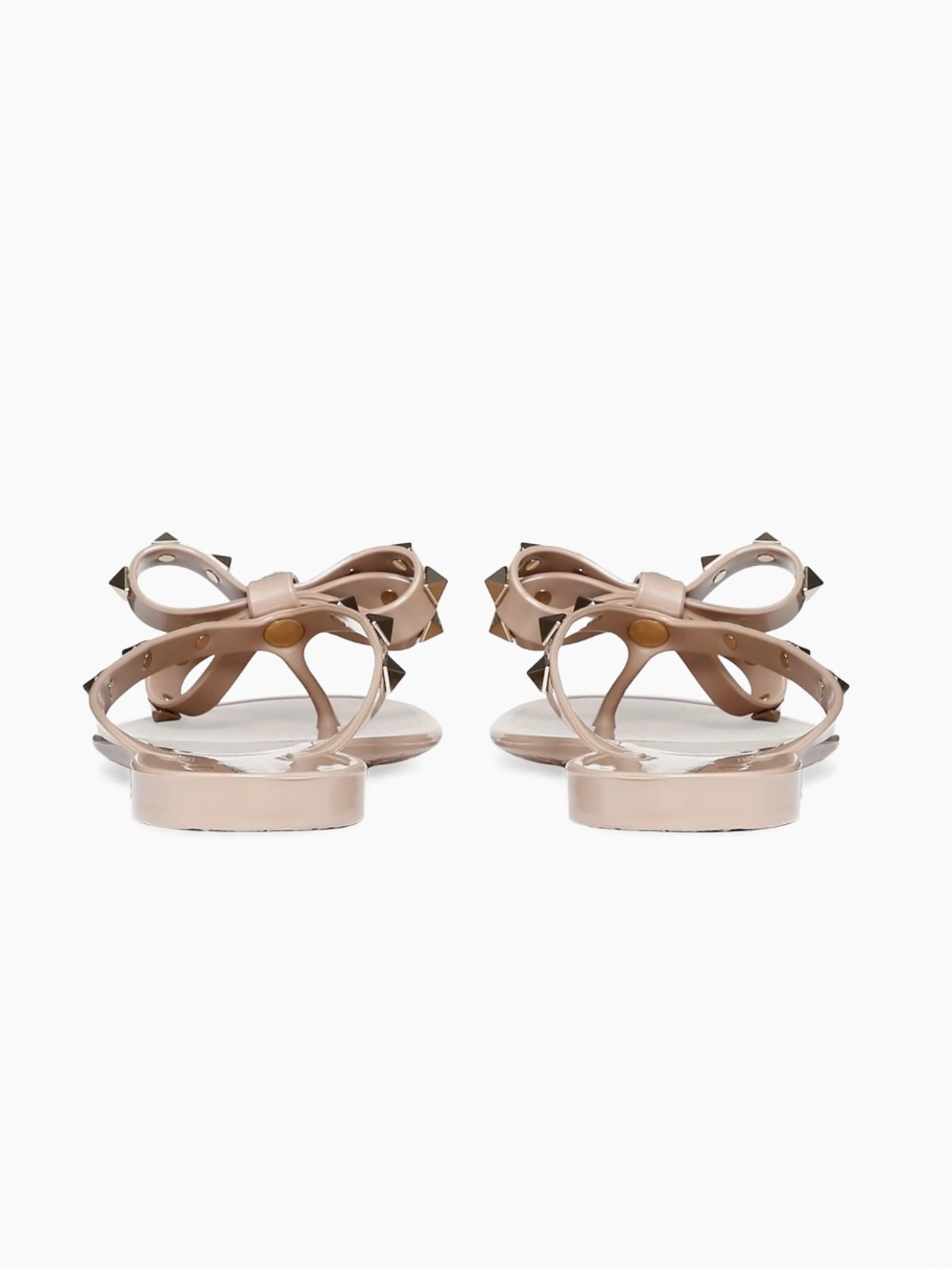 Valentino Garavani Rockstud Flat Thong Rubber Slippers Sandals Poudre Size 9 39 - Picture 5 of 13